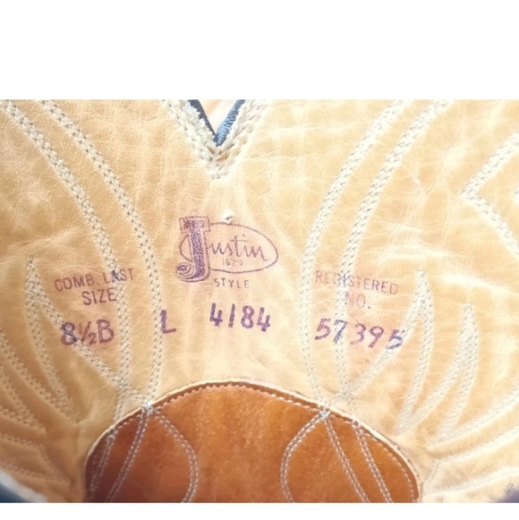 Justin Western Cowboy Boots Men's Size 8.5 B Brown Leather - Picture 10 of 16